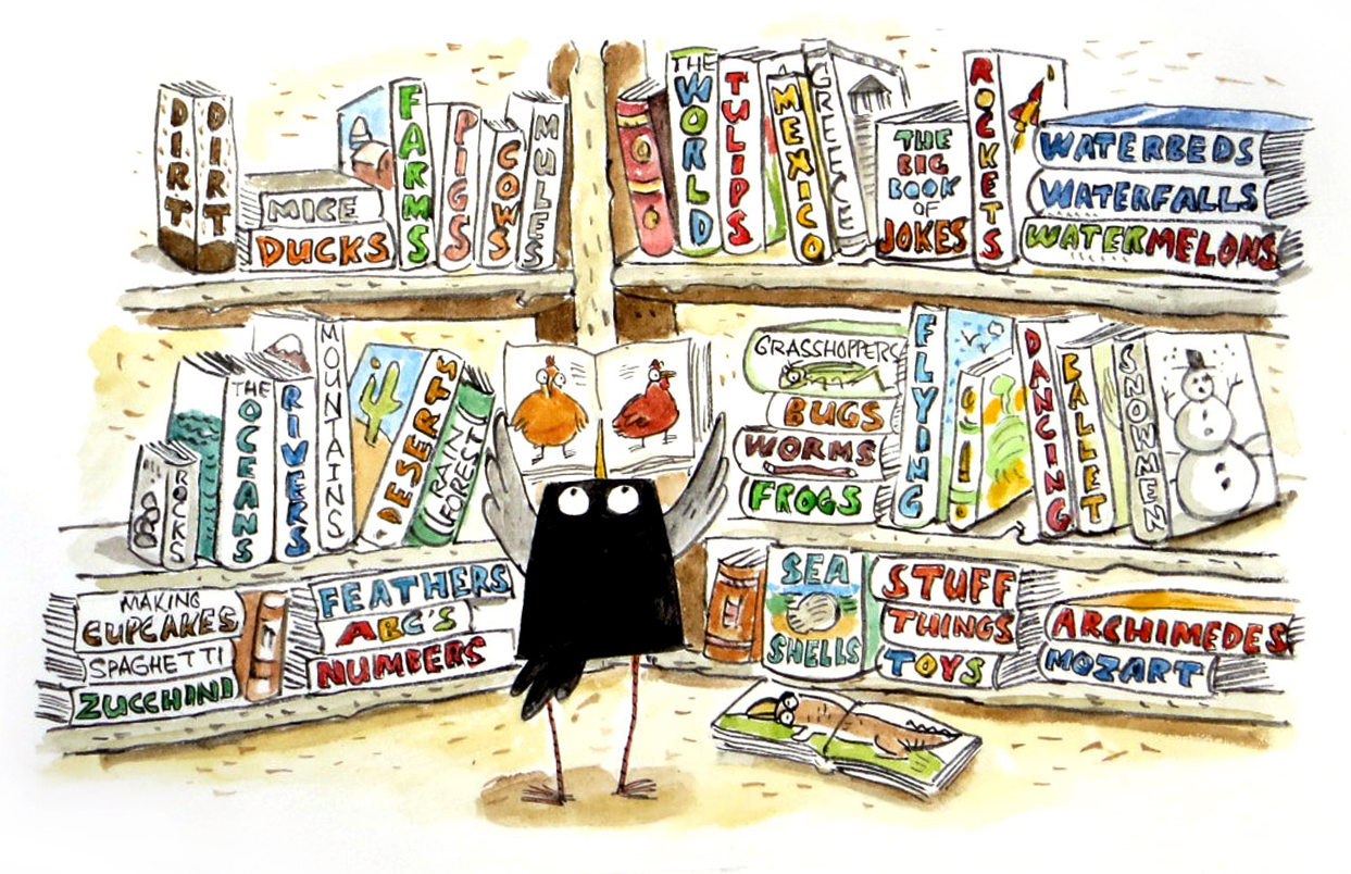 Calvin-In-the-Library-Illustration-by-Keith-Bendis